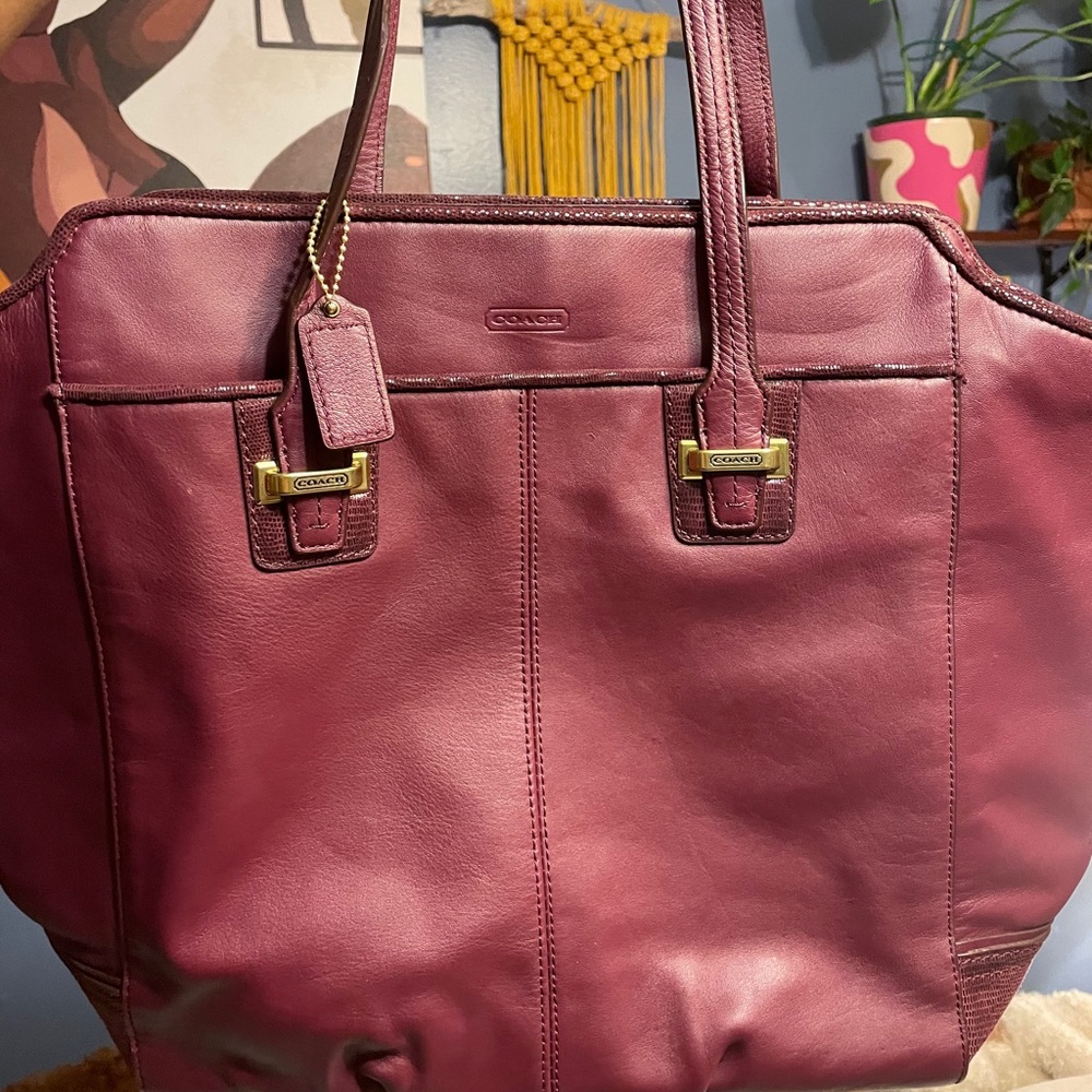 Burgundy Coach Tote Bag